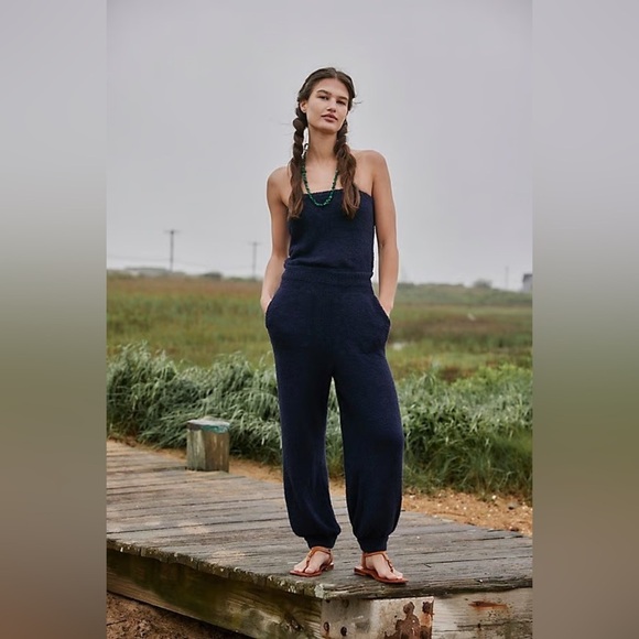 New FREE PEOPLE black Claire One-Piece jumpsuit size M - Picture 1 of 13
